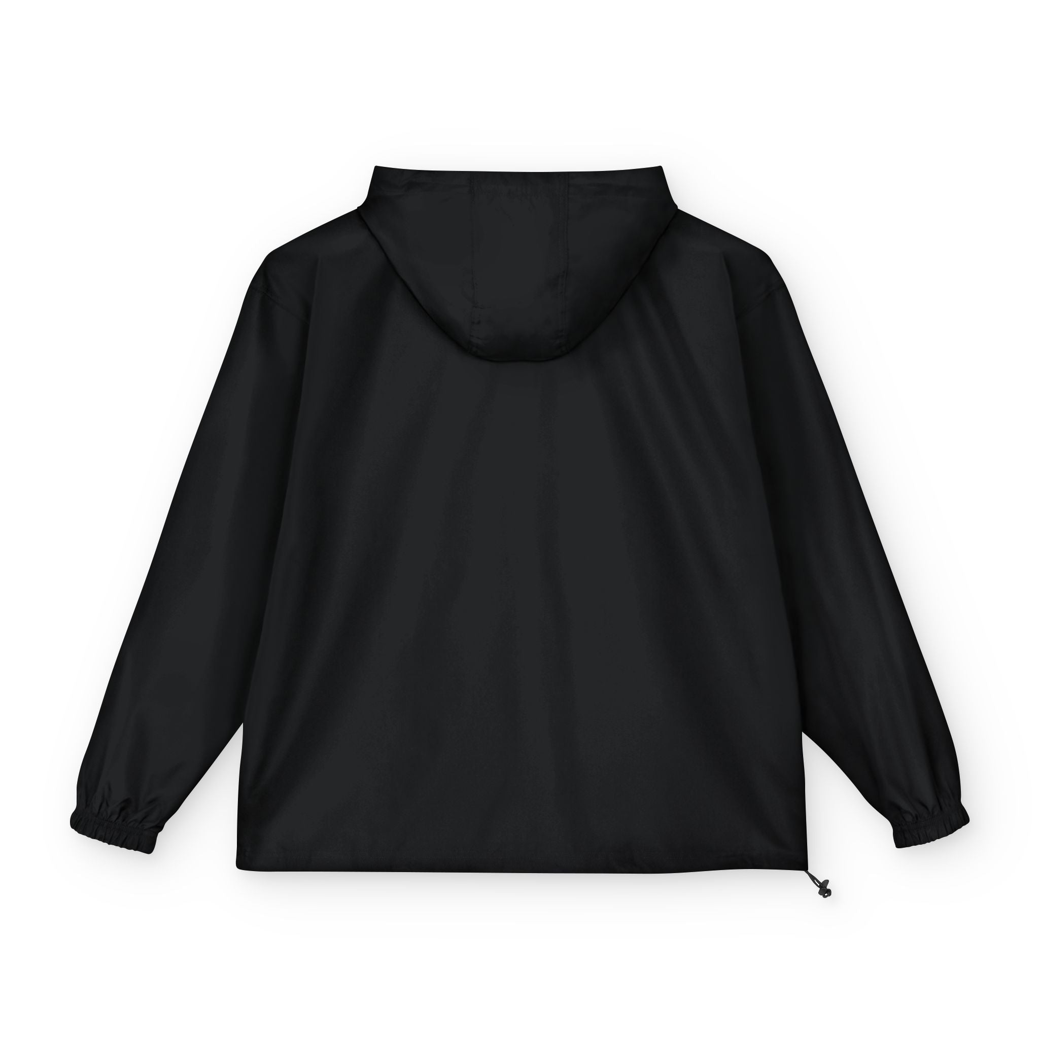 Champion Packable Anorak Jacket — Minimal Black Hoodie with Distressed Logo